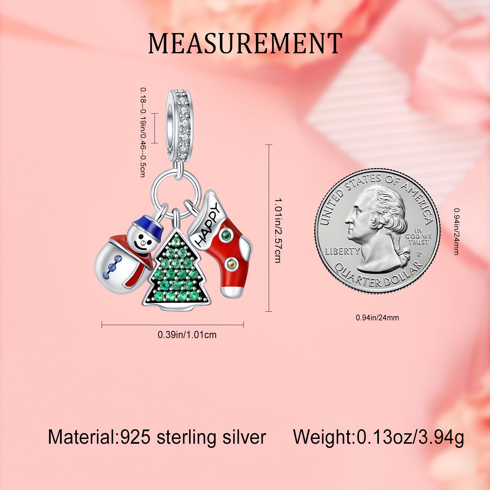 S925 Snowman Tree Charm Pendant for Bracelet & Necklace